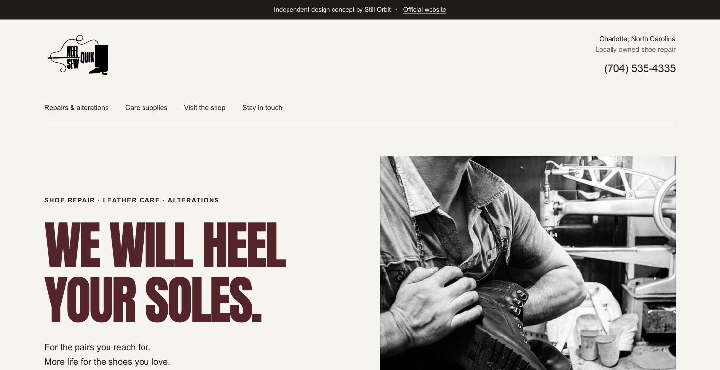 Heel Sew Quik website homepage